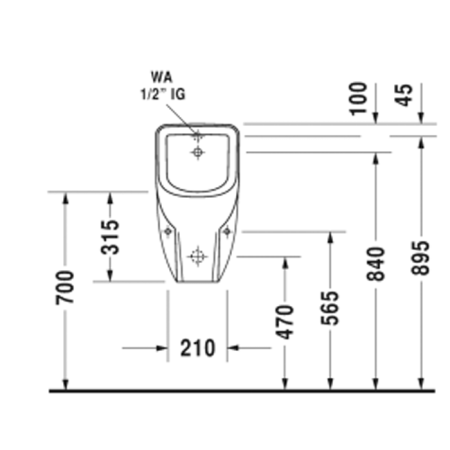 Писсуар, Duravit, D-Code, тип установки-подвесной, ширина, мм-305, глубина, мм-295, высота, мм-575, подвод воды-сзади, сифон-есть, декор-без декора, материал-керамика, крепёж-есть, цвет-белый, артикул 0829300000