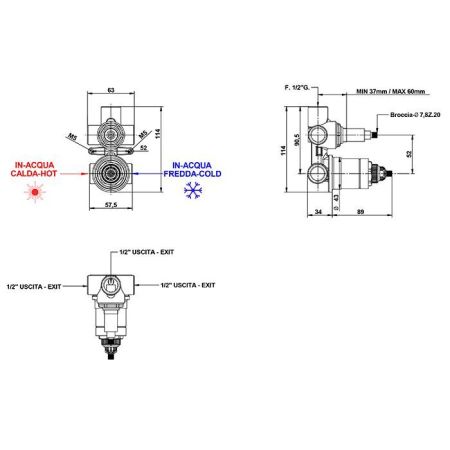Bongio Внутренняя часть для термостатического смесителя на 3 выхода, артикул 09766/3