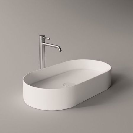 Alice Hide Раковина Stadium 65x35хВ12, накладная, без отверстия под смеситель, белый матовый