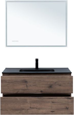 Тумба под раковину Aquanet Алвита New 100 2 ящика, дуб веллингтон табак, артикул 00334188