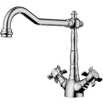 Смеситель для кухни, OMOIKIRI, Tokigawa, тип открывания воды-двухвентильный, тип регулирования воды-керамическая кран-букса, монтаж-на раковину/столешницу, отверстия для монтажа-1, высота, мм-236, вынос излива, мм-238, тип излива-поворотный, тип подводки-