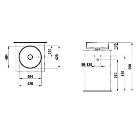 Раковина LAUFEN KARTELL 8.1233.1.000.112.1 (накладная, (42*42), белый), шт, артикул 8.1233.1.000.112.1