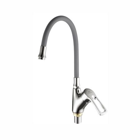 Смеситель для кухни с гибким изливом FASHUN A4466+A7257, серый/хром