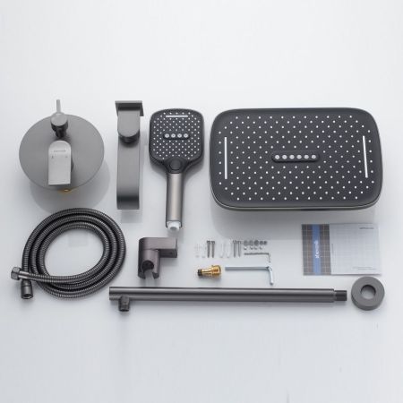 Душевая система встраиваемая Shevanik S4135T, оружейная сталь, артикул S4135T