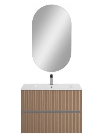 ELEGANT База под раковину подвесная с двумя выкатными ящиками, с LED подсветкой ручек. Капучино Матовый, 770x469x550 AM-ELEGANT-800-2C-SO-CM-LED, артикул AM-ELEGANT-800-2C-SO-CM-LED