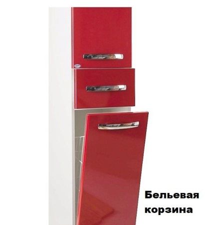 Шкаф пенал Bellezza Рокко 35 4625304100032 с бельевой корзиной Красный Белый, артикул 4625304100032