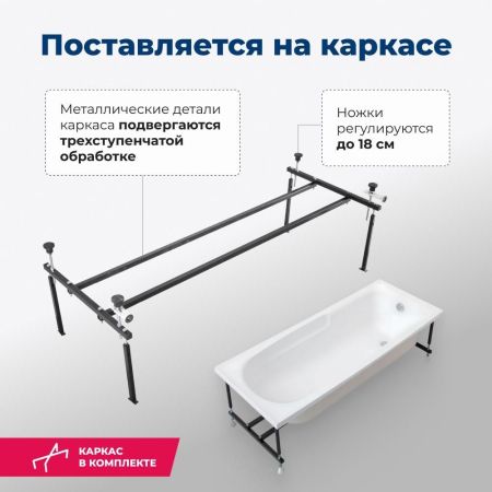 Акриловая ванна Aquanet Extra 170x70 (с каркасом), артикул 00205482