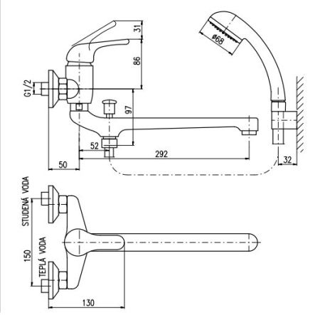 Смеситель для ванны Rav Slezak Sazava SA557.5/1