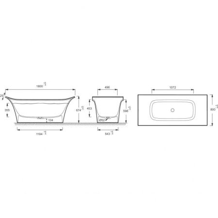 E6D156-0 ванна Grand Boulevard отдельност. /180х80/ (белый), артикул E6D156-0