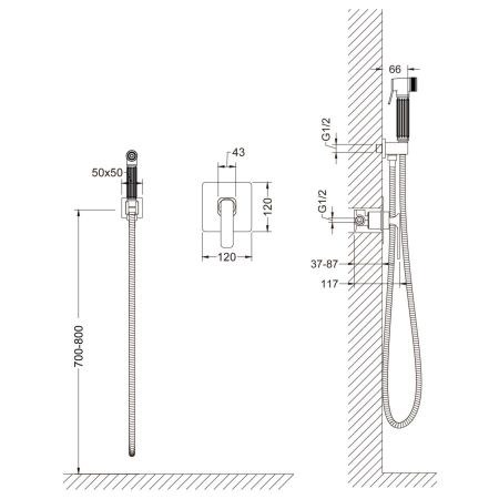 Смеситель встроенный с гигиеническим душем Timo Torne 4389/00-16SM золото матовое, артикул 4389/17SM