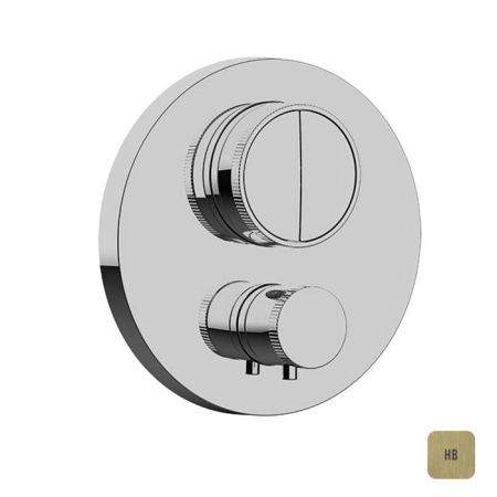 Смеситель для душа, Almar, Core, тип открывания воды-нажимной (кнопки), тип регулирования воды-термостатический картридж, монтаж-настенный встраиваемый, отверстия для монтажа-1, внутренняя часть-необходимо заказать, для 2-х потребителей, цвет-High Brass B, артикул E176632.HB