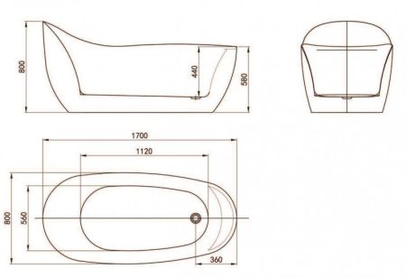 Ванна акриловая отдельностоящая BelBagno BB205, артикул BB205-1700-800