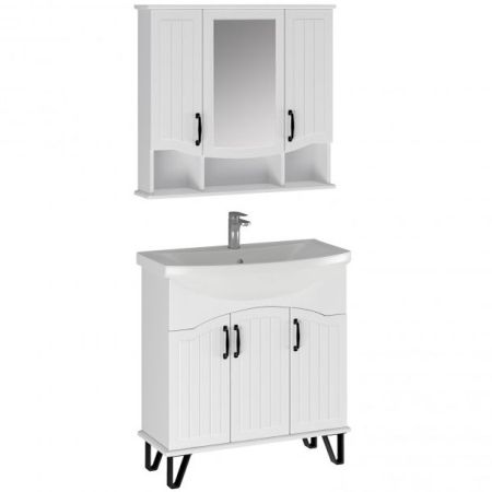 Зеркальный шкаф Runo Марсель 80 4620750028824 Белый