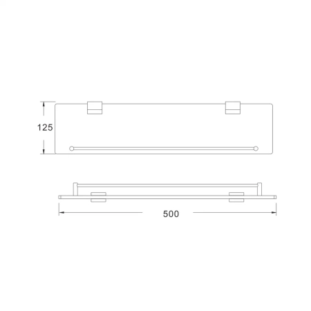 Полка стеклянная Rose RG1719, хром, артикул RG1719