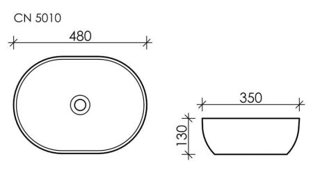 Умывальник чаша накладная овальная Element 480*350*130мм CN5010