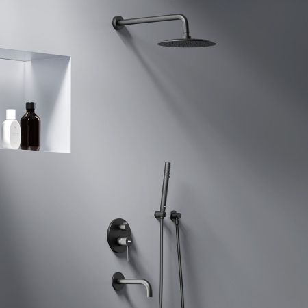 936510300 Scandinavian Pure встраиваемая душевая система  с ванно-душевым смесителем и изливом, чёрн, артикул 936510300