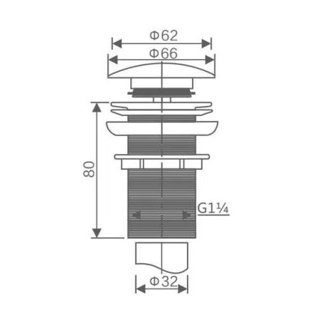Донный клапан с переливом Savol S-XS001, хром
