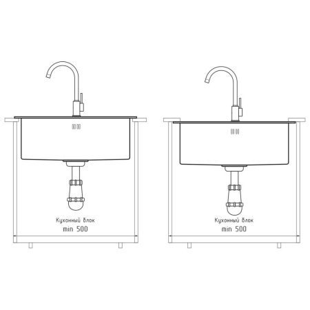 Кухонная мойка GranFest 4538, графит, артикул 4538 PVD графит