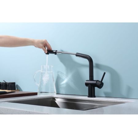 Смеситель для кухни с выдвижным изливом Raglo R86.49.06, черный, артикул R86.49.06