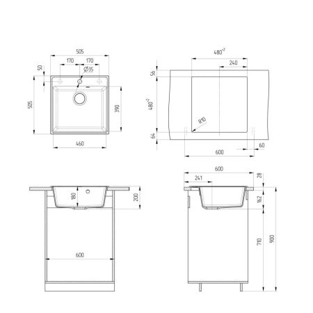 Кухонная мойка Ulgran Quartz Forte 505-10, песок, артикул Forte 505-10