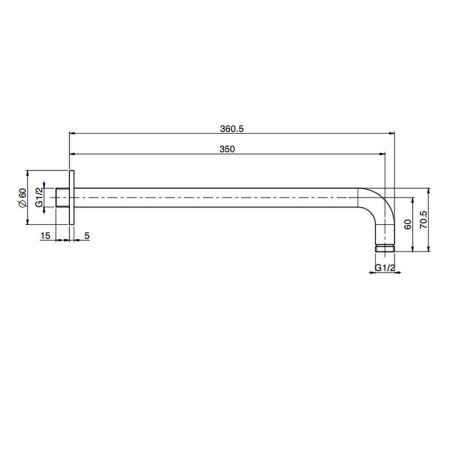 FIMA|Carlo Frattini Spillo Steel Держатель верхнего душа 350 мм., настенный монтаж, цвет INOX