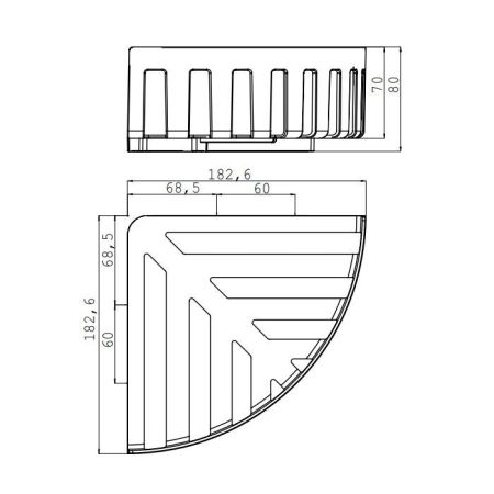 EMCO System2 Полочка-решетка угловая, съемная, 182x180x80мм, цвет хром