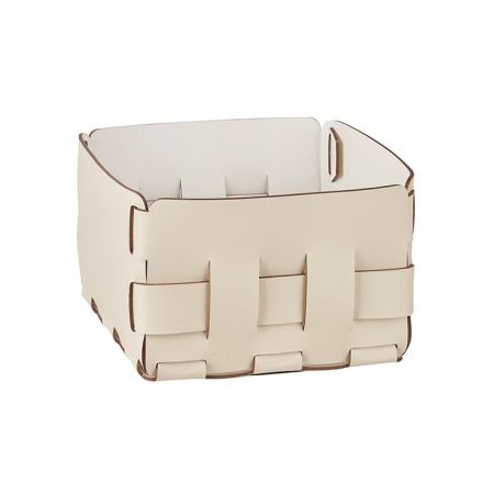 ADJ Корзинка Mini Bottega, 19x19xH13 см., цвет: панна котта/белый, артикул 1019.16/10