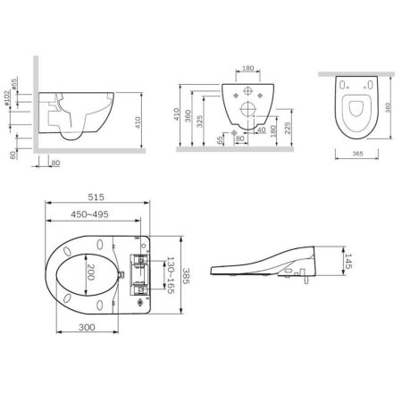 C111739SC Awe подвесной унитаз с электронной крышкой биде Clean Care, артикул C111739SC