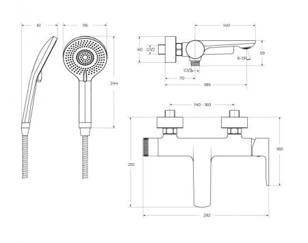 LUX Комплект смесителей для ванной - смеситель для ванны и смеситель для раковины, артикул LUX-VD/LS-01