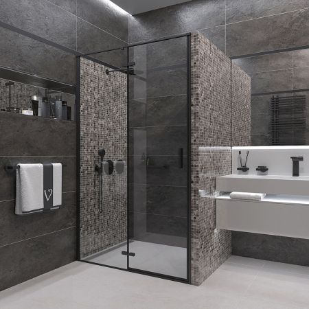 Душевая дверь Veconi Vianno VN-73B, 1200x1950, черный, стекло прозрачное, артикул VN73B-120-01-C4