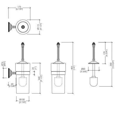 Devon Diamond Ёршик подвесной (белая керамика), цвет: никель блестящий, артикул WHD520NKBI