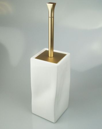 Stil Haus Prisma, напольный керамический ёрш, цвет матовое золото - белая керамика, артикул PR796(18-BI)