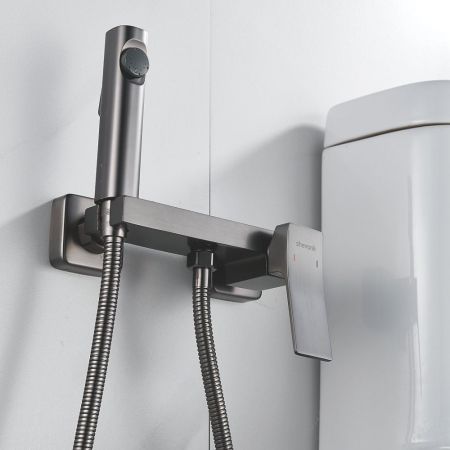 Гигиенический душ со смесителем Shevanik S4005T-1, оружейная сталь