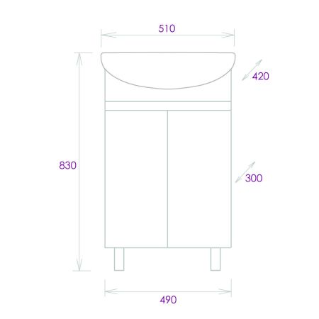 Тумба Onika Милтон 50 напольная, серая/дуб сонома (ум. Уют 50), артикул 105037