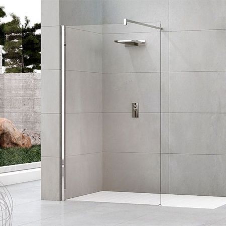 NOVELLINI KUADRA H Душевое ограждение 1570-1600х2050 мм., с свободным входом, с настенным кронштейном, стекло прозрачное, профиль Silver