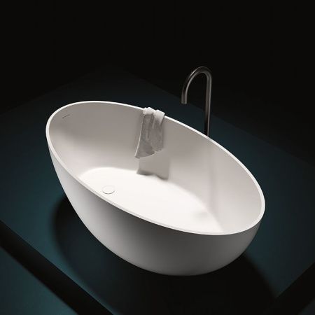 GRUPPO TREESSE Bali Ванна отдельностоящая 160x85x62h мм., с сливом-переливом и сифоном, SOLID SURFACE, цвет белый матовый