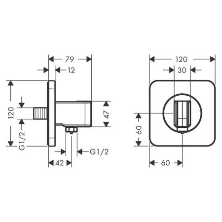 AX Держатель ручного душа 12х12 см, цвет Шлифованное золото