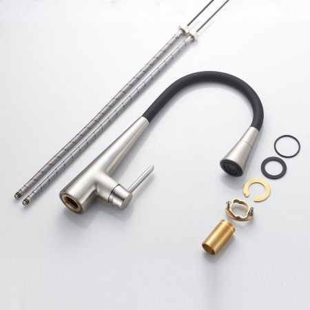 Смеситель для кухни с гибким изливом и режимом "душ" Rose R213L, сатин