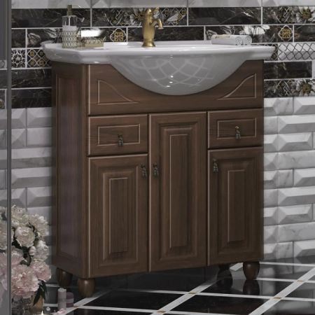 Тумба с раковиной Тибет 75 объемные фасады Opadiris Орех антикварный, артикул 