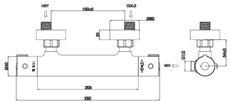 Смеситель-термостат для душа Mikros, артикул:T3080, ESKO, артикул T3080