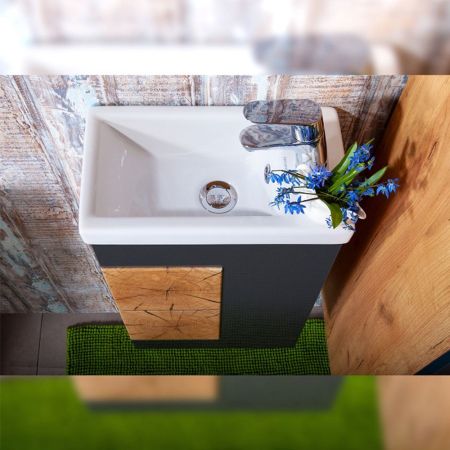 Комплект мебели для ванной Бриклаер Форест 40, дуб золотой/антрацит, артикул Форест 40