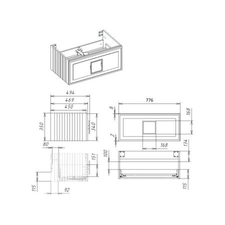 Тумба под раковину подвесная La Fenice Cubo FNC-01-CUB-B-80, белая, артикул FNC-01-CUB-B-80