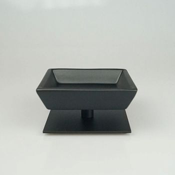 Stil Haus Urania, настольная керам. мыльница на ножке, цвет чёрный матовый - черная мат. керамика