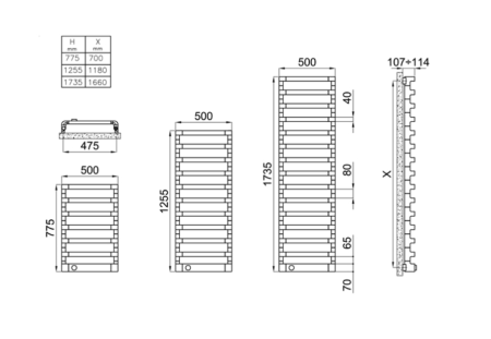 Irsap Step_E Полотенцесушитель электрич 500x775x107мм (7трубок), 250 ватт, с эл/термостатом. цвет: хром (дизайн Ant.Citterio)CCG, артикул SEP050T50IR01NNN