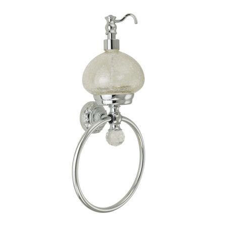 CRISTALIA Дозатор жидкого мыла с кольцом настенный, стекло/хром/SWAROVSKI, артикул 16801