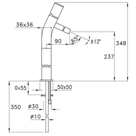 Stella Bamboo Quadro Смеситель для накладной раковины на 1 отверстие 3222HP170, цвет: хром