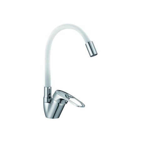 Смеситель для кухни с гибким изливом D-Lin D150628-3C, хром/белый