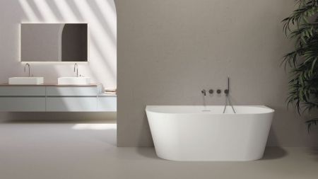 Zenon Maracaibo, акриловая пристенная ванна закругленной формы, 170x80xh60 см, цвет белый матовый, артикул 4000.000.000.000.42157