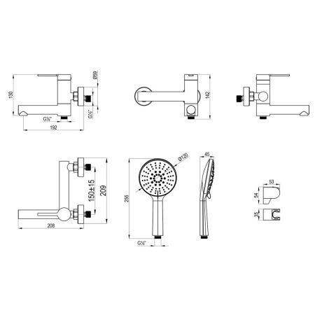 Смеситель Rossinka для ванны с поворотным изливом (RSF-1722S-SSN), артикул RSF-1722S-SSN