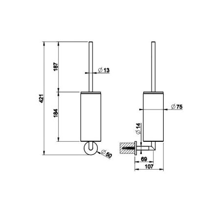 Gessi Anello Ершик настенный черный, цвет: хром, артикул 63720#031